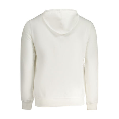 K-WAY White Cotton Men Sweater with hood and pockets, showcasing the back view.