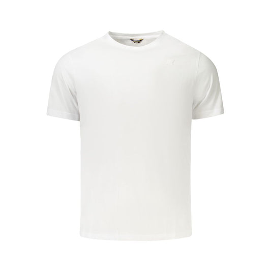 K-WAY White Cotton Men T-Shirt with short sleeves and crew neck, featuring a logo on a clean white fabric for a stylish casual look.