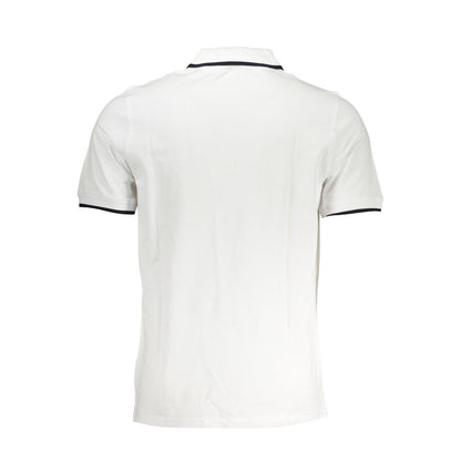 Back view of K-WAY White Cotton Polo Shirt with short sleeves, 2 buttons, and contrast details.
