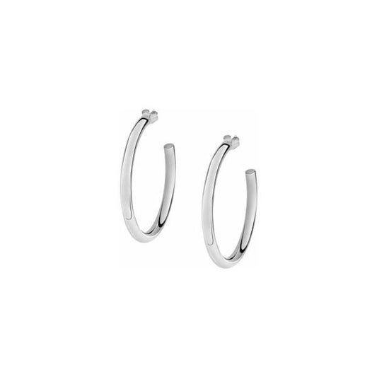 Pair of silver hoop earrings from LA PETITE STORY JEWELRY Mod. LPS01AQB14 collection, displayed on a white background.