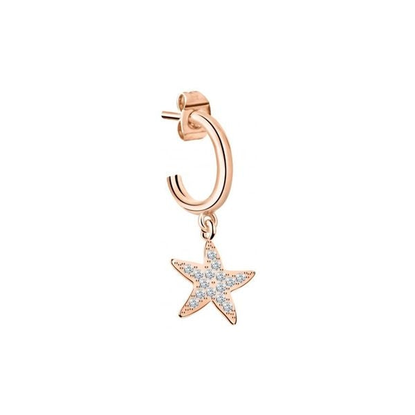 LA PETITE STORY JEWELRY Mod. LPS02ARQ40 starfish earring, rose gold hoop with crystal star charm.