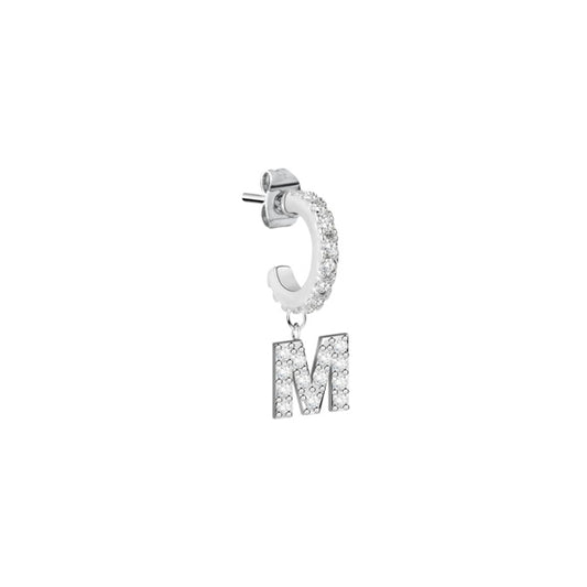 LA PETITE STORY JEWELRY Mod. LPS02ARQ65 silver hoop earring with crystal letter M charm