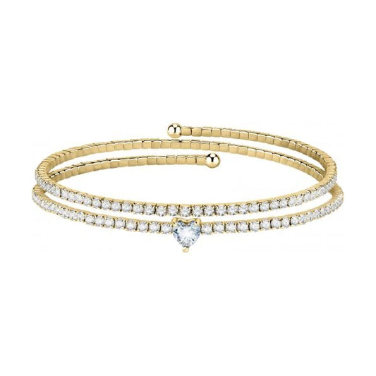 Elegant bracelet from LA PETITE STORY JEWELRY Mod. LPS05ASD24, featuring sparkling stones and a heart design on a gold band.