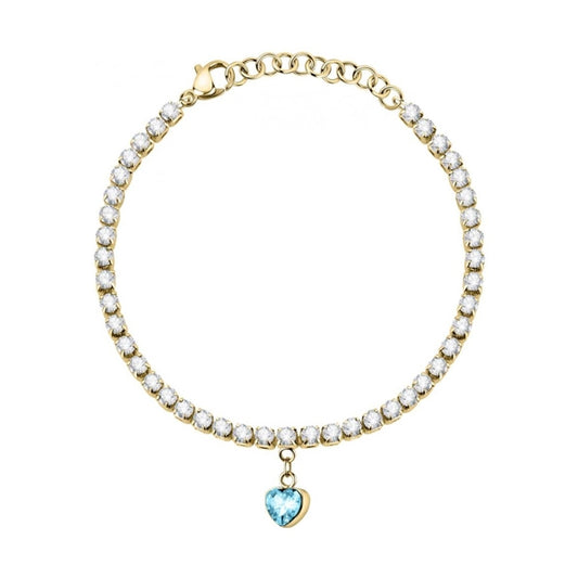 Elegant bracelet from LA PETITE STORY JEWELRY Mod. LPS05ASD29 featuring a blue heart charm with sparkling stones.