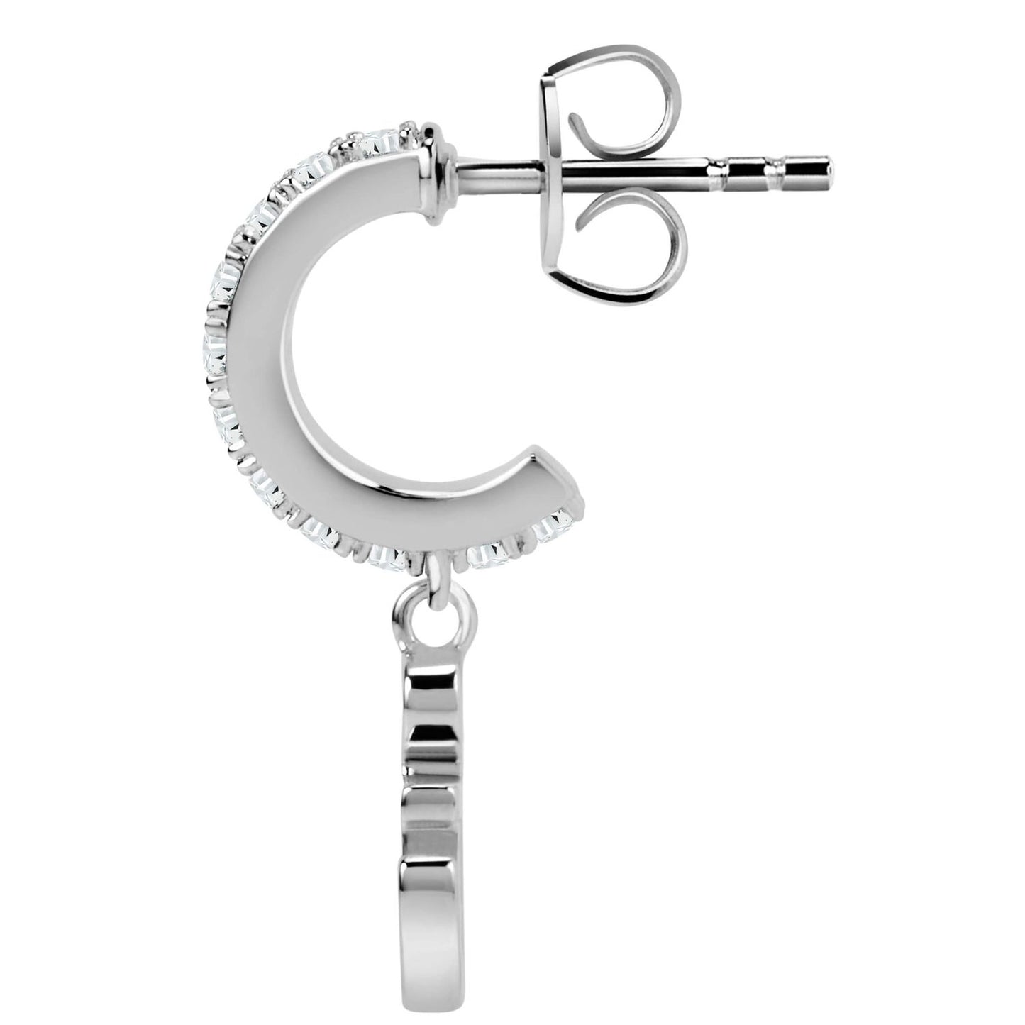 LA PETITE STORY Mod. LPS02ARQ44 single lady earring, silver design with unique charm detail.