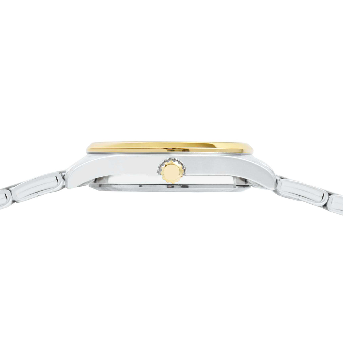 Side view of LORUS WATCHES Mod. RG214YX9 showcasing silver and gold accents.