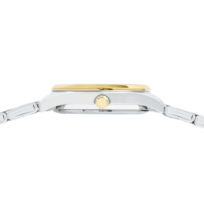 Side view of LORUS WATCHES Mod. RG214YX9 showcasing silver and gold accents.