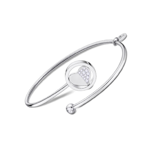 LOTUS JEWELS JEWELRY Mod. LS2169-2/2 elegant silver bracelet with heart motif and crystal accents.