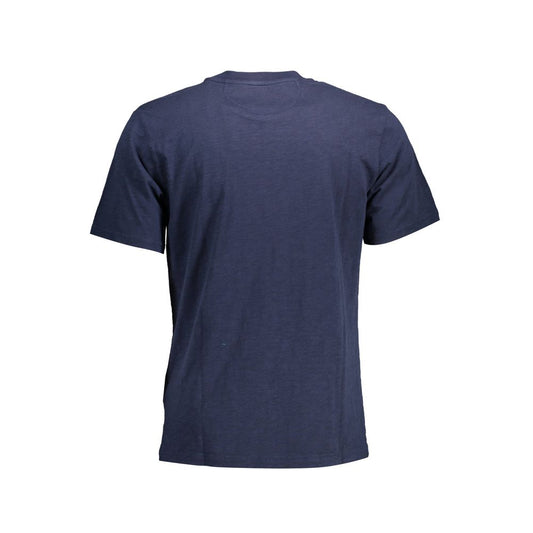La Martina Blue Cotton Men T-Shirt, regular-fit, short sleeves, classic crew neck, distinctive print, elegance for everyday style.