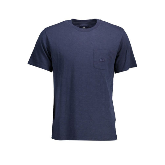 La Martina Blue Cotton Men T-Shirt with classic crew neck and iconic logo
