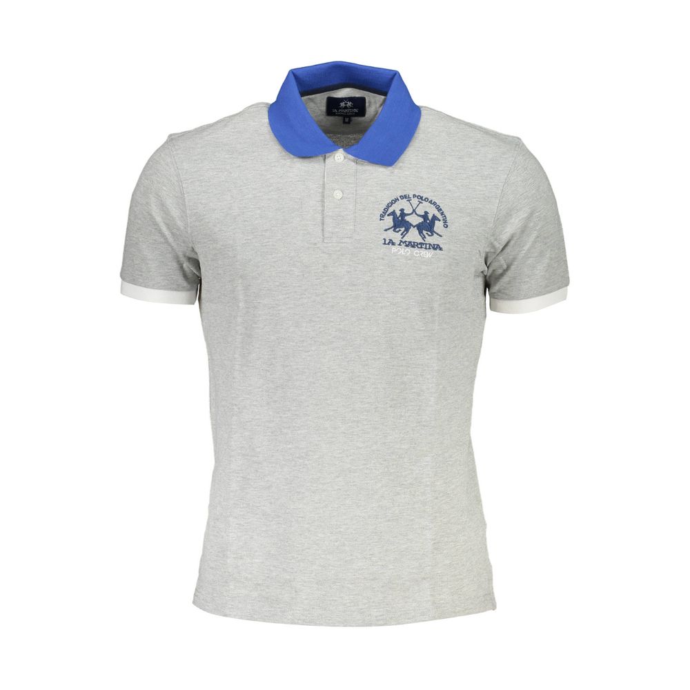 La Martina Brown Cotton Men Polo Shirt with logo and contrasting details, featuring a classic fit and sophisticated casual style.