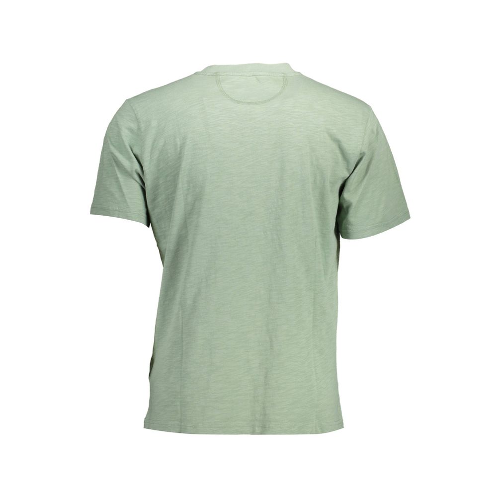 Back view of La Martina Green Cotton Men T-Shirt showcasing its simple design and regular fit.