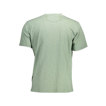 Back view of La Martina Green Cotton Men T-Shirt showcasing its simple design and regular fit.