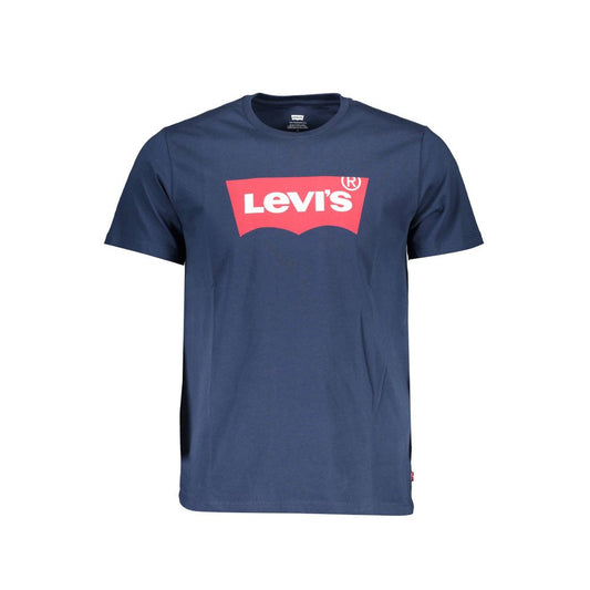 Levi's Blue Cotton Men T-Shirt with iconic logo, short sleeves, pure cotton fabric, and bold blue hue for casual sophistication.