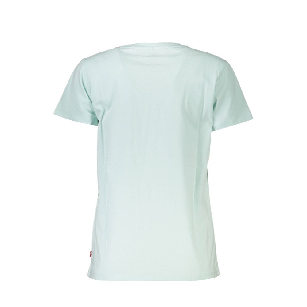 Levi's Blue Cotton Women T-Shirt featuring short sleeves, crew neck, and soft cotton fabric, showcasing the back view.