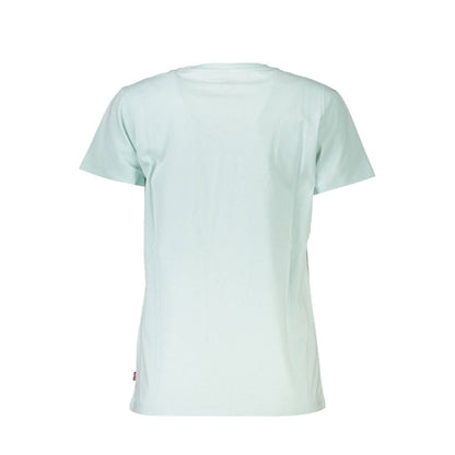 Levi's Blue Cotton Women T-Shirt featuring short sleeves, crew neck, and soft cotton fabric, showcasing the back view.
