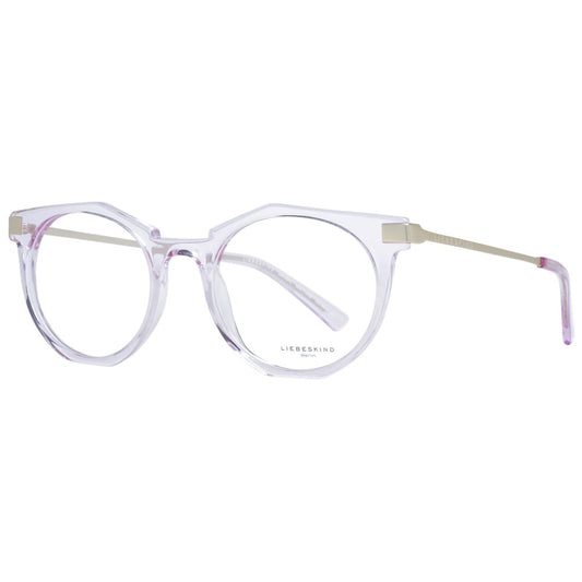 Liebeskind Purple Unisex Glasses Frame in acetate, full-rim round style with 49-20-140 dimensions, demo lenses included.