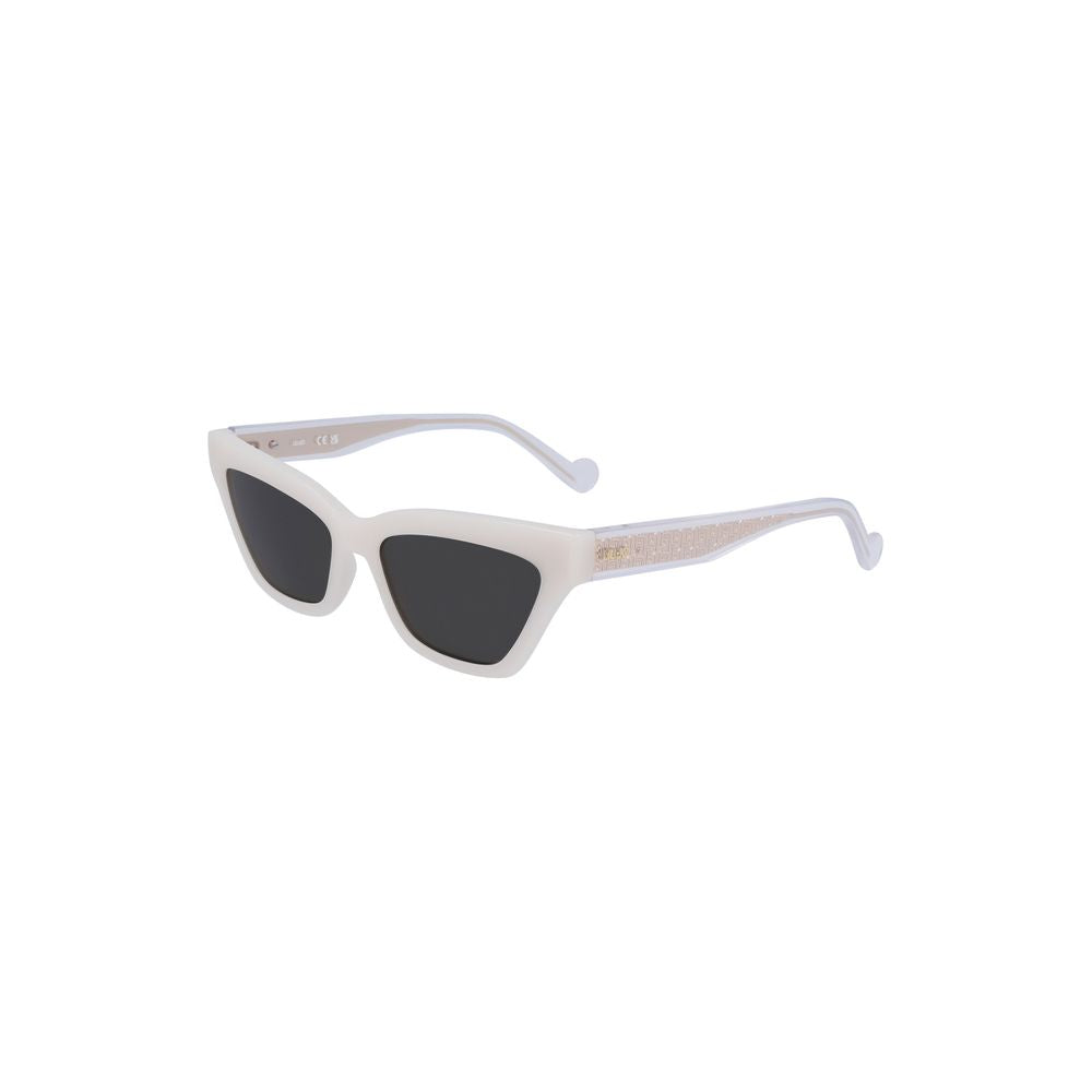 Liu Jo White Injected Women Sunglass with sleek rectangular gray lenses and pristine white frame for contemporary glam.