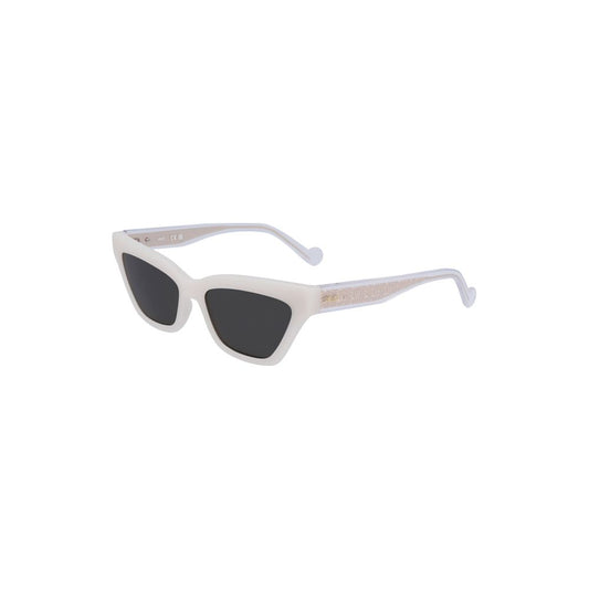 Liu Jo White Injected Women Sunglass with modern chic rectangular gray lens and pristine white frame, ideal for fashion-forward style.