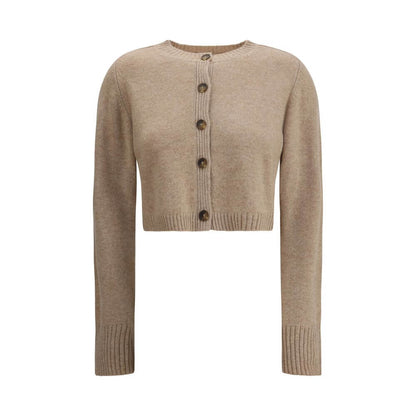 Loulou De Saison Beige Cashmere Cardigan, crew neck, button closure, ribbed hem, AW25 fashion.