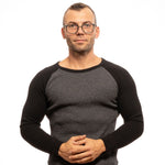 Man wearing Lozza Turquoise Men Glasses Frame with rectangle lenses and full-rim style.
