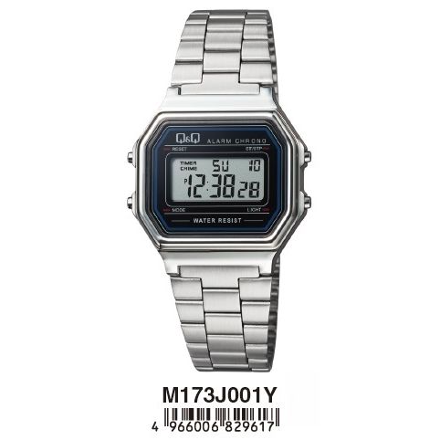 Q&Q Mod. DIGITAL ALARM CHRONO unisex wristwatch with resin case and stainless steel bracelet, quartz movement, and multifunction display.