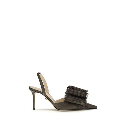 MACH & MACH Brown Raffia Platform Pumps