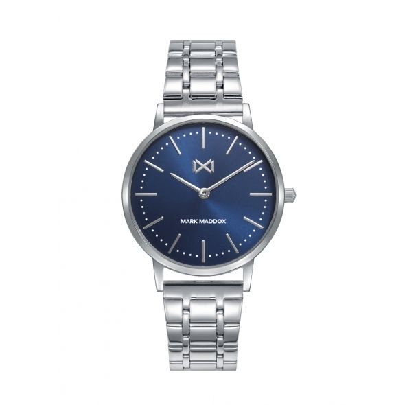 MARK MADDOX - NEW COLLECTION Mod. MM7115-97 lady's watch, 32mm case, quartz analog chronograph, blue dial, elegant silver bracelet