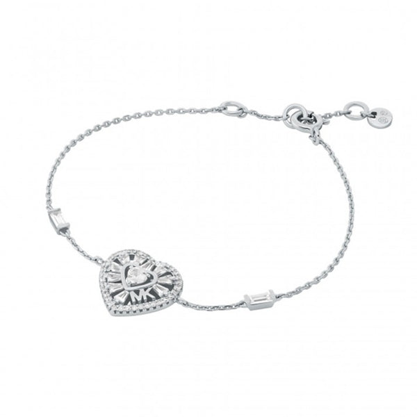MICHAEL KORS PREMIUM SILVER COLLECTION Mod. HEART bracelet for ladies in Official Box, crafted from Silver 925°
