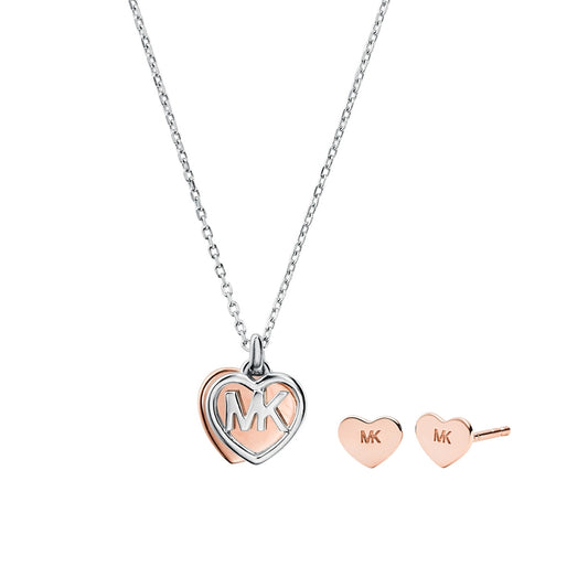 MICHAEL KORS PREMIUM SILVER COLLECTION Mod. LOGO Special Pack + Earring DESIGNER FASHION JEWELLERY