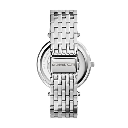 Back view of MICHAEL KORS WATCHES Mod. MK3190 featuring a silver stainless steel bracelet