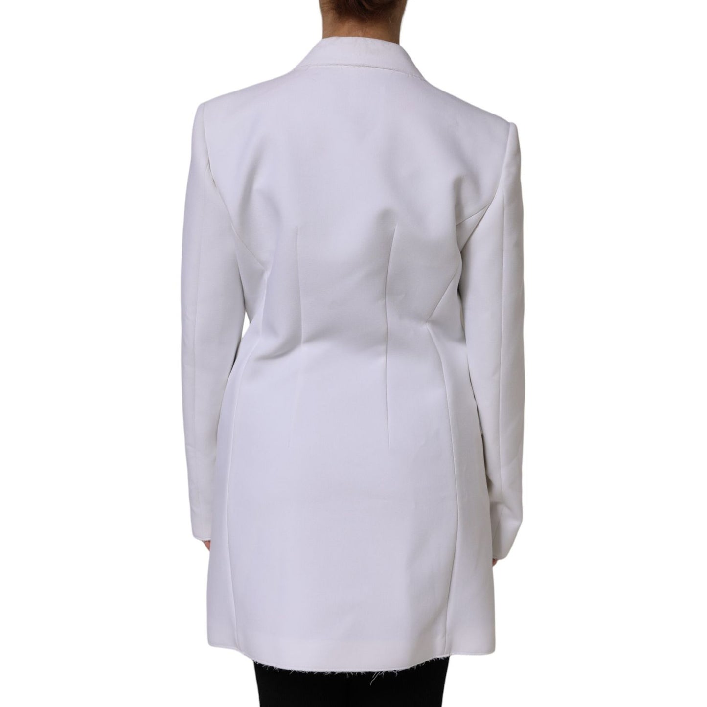 MSGM White Polyester Long Sleeves Ruffled Wrap Jacket