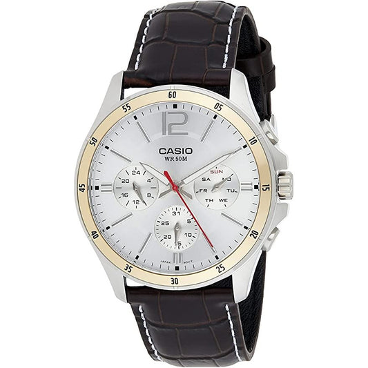 CASIO COLLECTION Mod. MULTIFUNCTION CALENDAR, LEATHER - SILVER