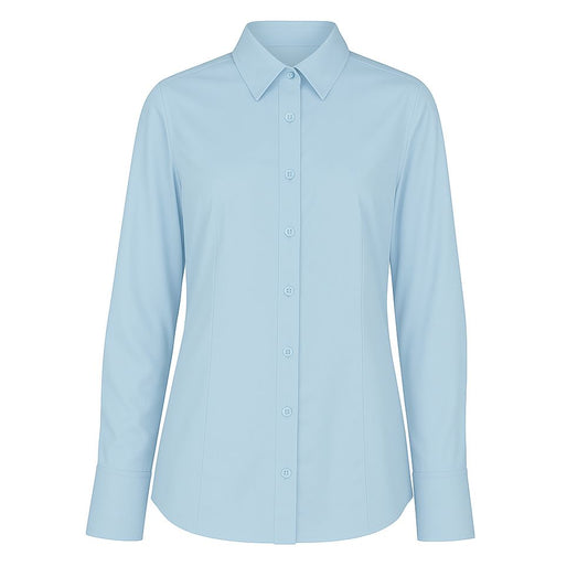 Made in Italy Blue Cotton Shirt with collar and button closure, women's sky blue cotton shirt from Loro Piana