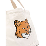 Maison Kitsuné Maison Kitsune fox head-print cotton tote Shopper