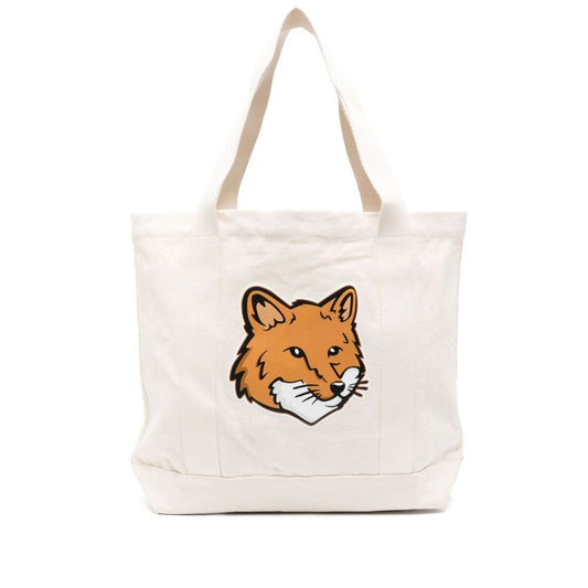 Maison Kitsuné Maison Kitsune fox head-print cotton tote Shopper