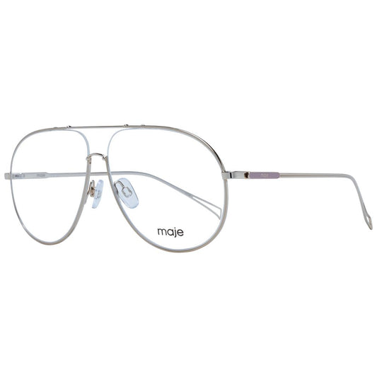 Maje Gold Women Optical Frames in aviator style, gold nickel silver full-rim, demo plastic lenses. Size 56-11-135.