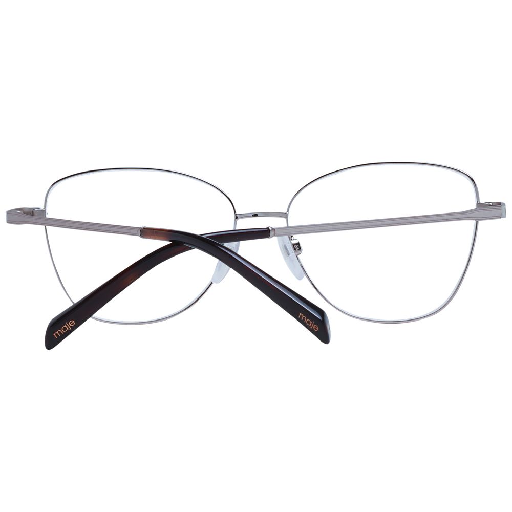 Maje Silver Women Glasses Frame in full-rim square style, made from stainless steel with demo lenses. Includes branded case.