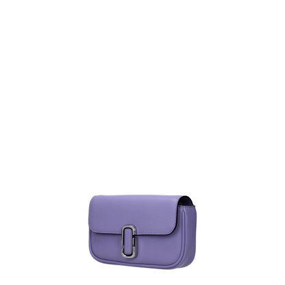 Marc Jacobs Purple Leather Crossbody Bag with button closure and adjustable removable strap, ideal for casual style.