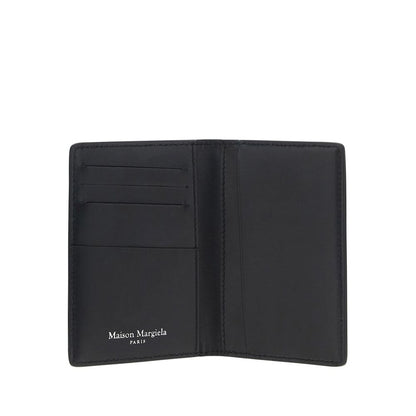 Margiela Black Calf Leather Bos Taurus Wallet with internal card slots and embossed branding, grained design, Maison Margiela AW25.