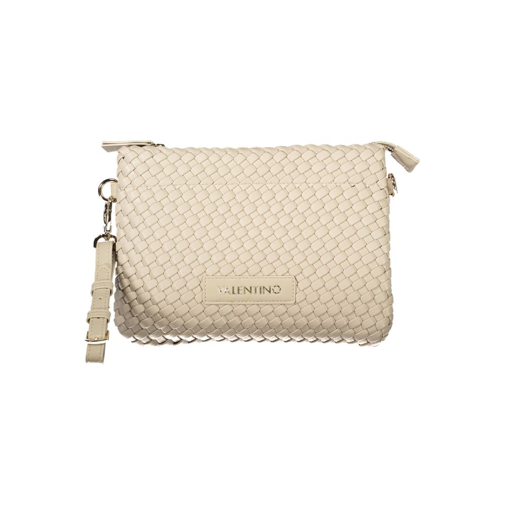 Mario Valentino Beige Polyethylene Women Handbag with dual shoulder handles and detachable strap