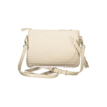 Mario Valentino Beige Polyethylene Women Handbag with adjustable strap and dual handles