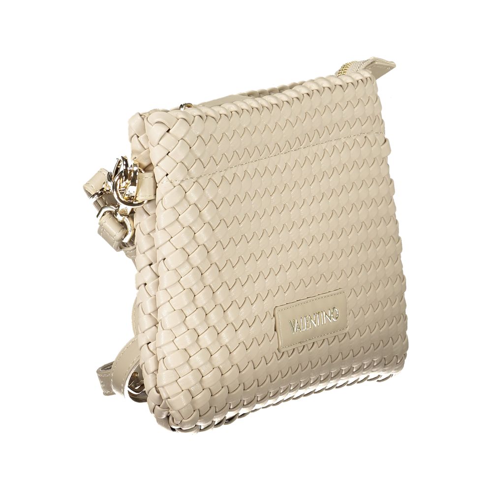 Mario Valentino Beige Polyethylene Women Handbag with dual straps and snap closure, showcasing elegant design and functionality.