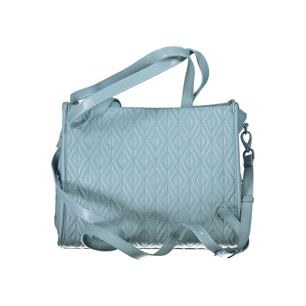 Mario Valentino Blue Polyester Handbag with adjustable strap and contrasting details
