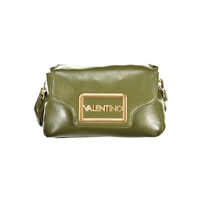 Mario Valentino Green Polyethylene Handbag with removable handle, adjustable shoulder strap, multiple compartments, and logo.