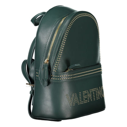 Mario Valentino Green Polyethylene Women Backpack with studded design and gold zippers for eco-friendly style and functionality