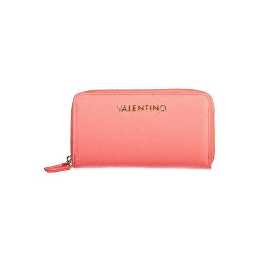 Mario Valentino Pink Polyethylene Wallet with zip closure, double compartments, coin purse, and logo