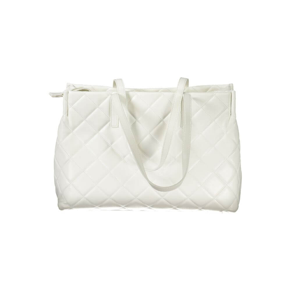 Mario Valentino White Polyethylene Handbag with 2 shoulder handles, laptop compartment, central pocket, contrasting details, and zip closure.