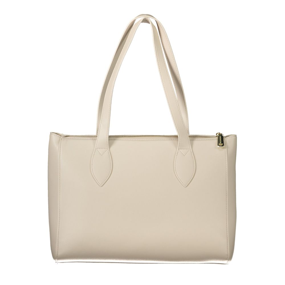Mario Valentino White Polyethylene Women Handbag with two handles and zip closure.