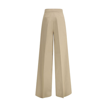 Max Mara Beige Cotton Casual Pants with zipper, hook-and-eye closure, and side welt pockets for a timeless look.
